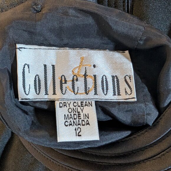 JS Collections Vintage Black Evening Gown Maxi Dress Thigh Slit Size 11/12 - Picture 11 of 12